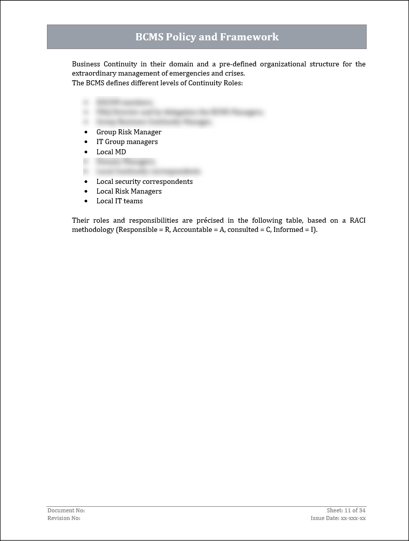 ISO 22301 Documentation Toolkit
