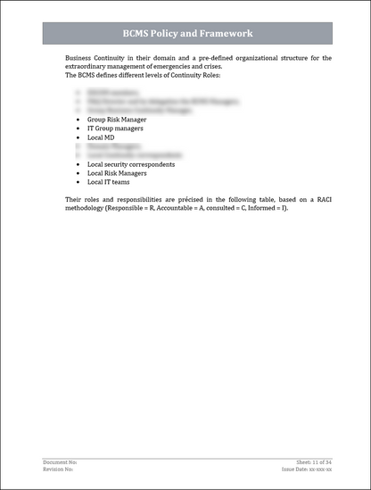 ISO 22301 Documentation Toolkit