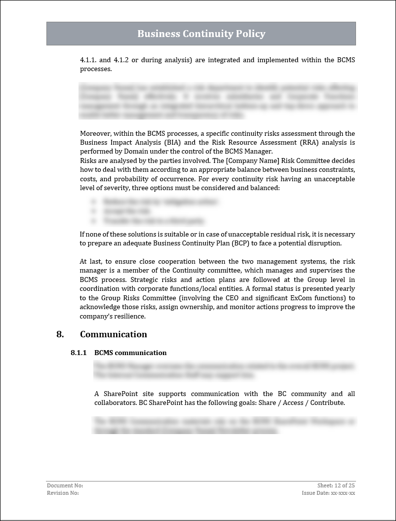 ISO 22301 Documentation Toolkit