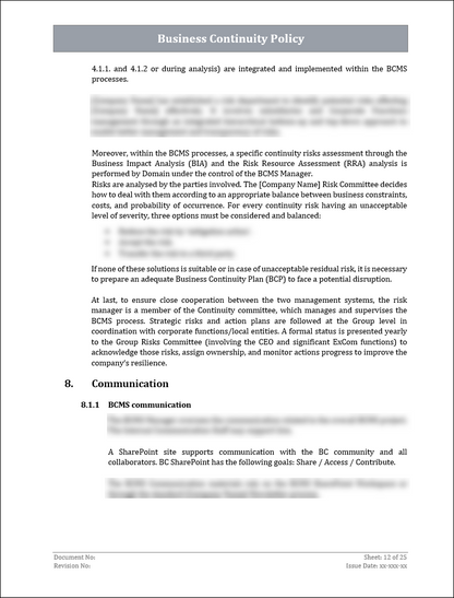 ISO 22301 Documentation Toolkit
