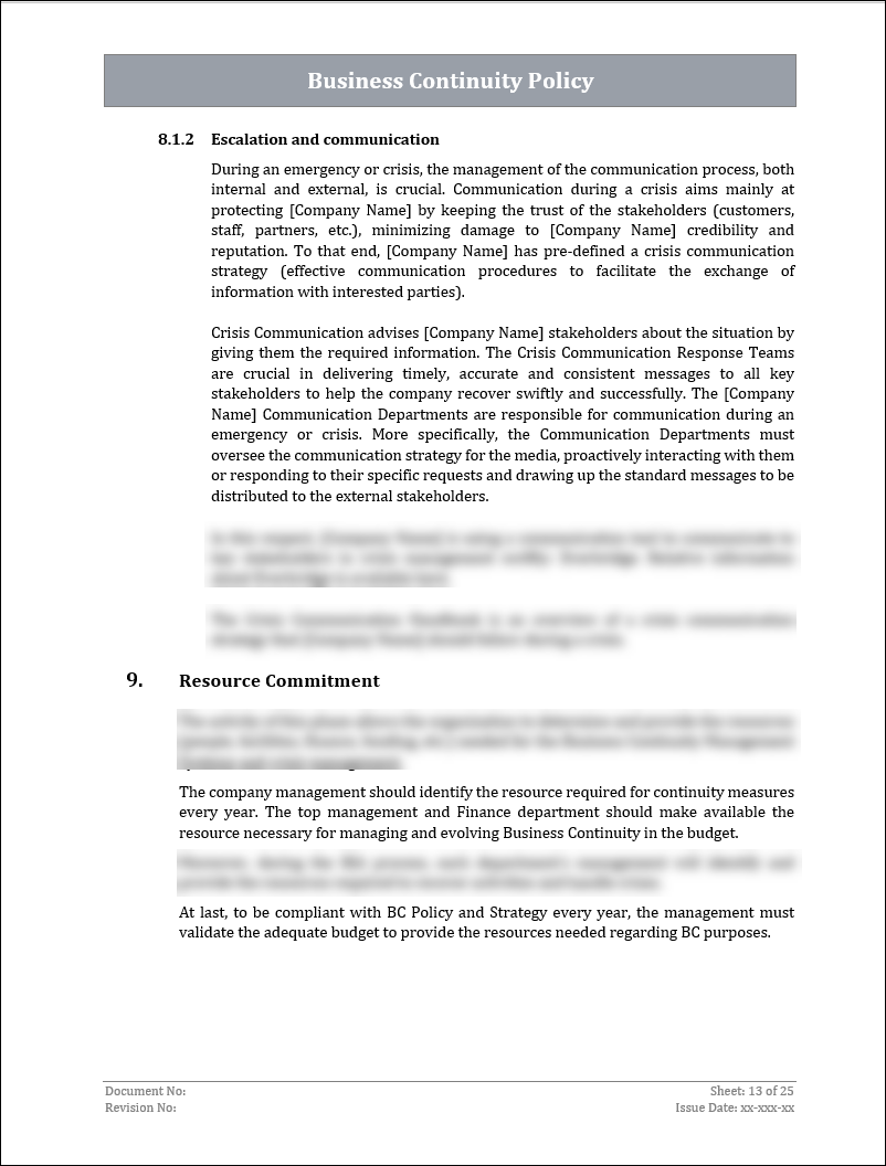 ISO 22301 Documentation Toolkit