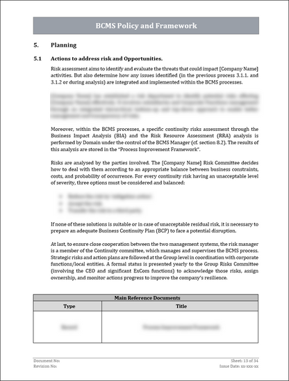 ISO 22301 Documentation Toolkit