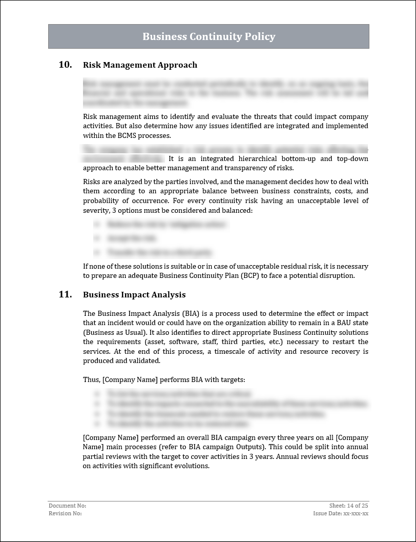 ISO 22301 Documentation Toolkit