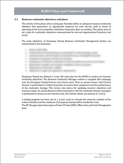 ISO 22301 Documentation Toolkit