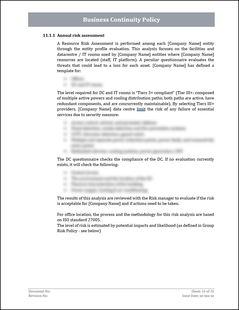 ISO 22301 Documentation Toolkit
