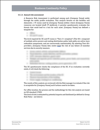 ISO 22301 Documentation Toolkit