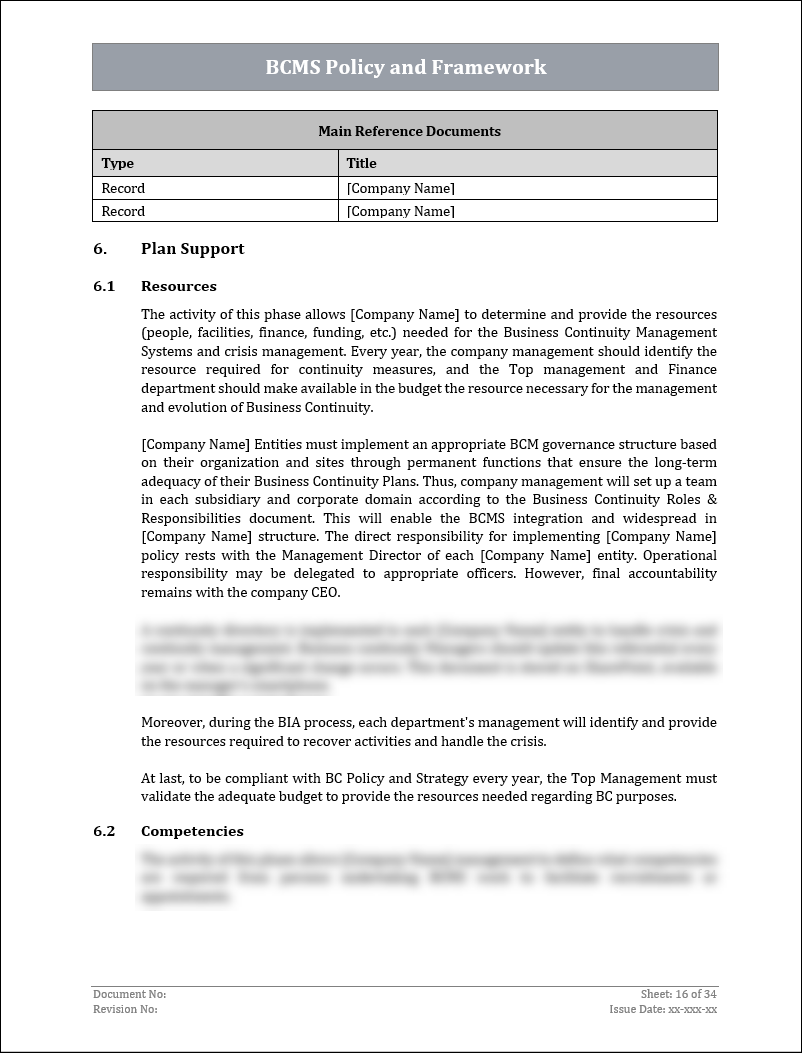 ISO 22301 Documentation Toolkit