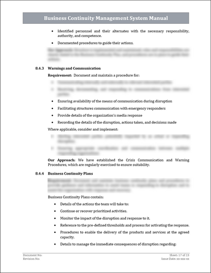 ISO 22301 Documentation Toolkit