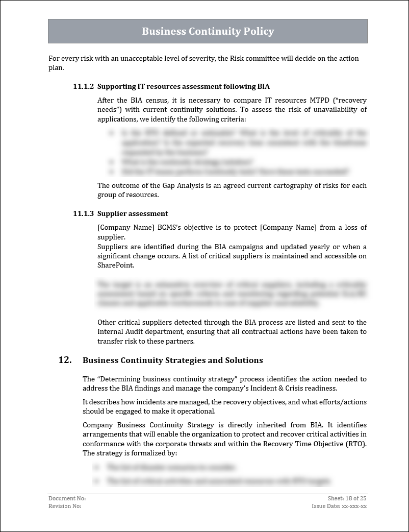 ISO 22301 Documentation Toolkit