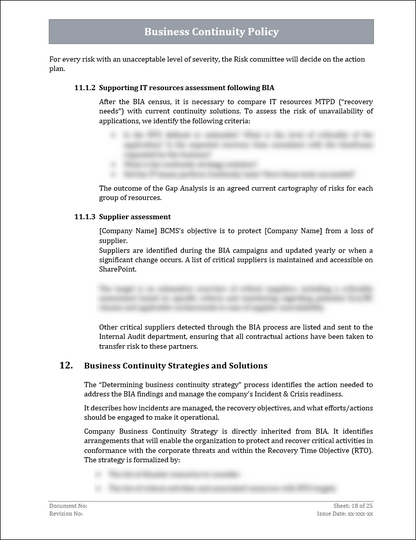 ISO 22301 Documentation Toolkit