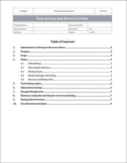 ISO 22301 Documentation Toolkit
