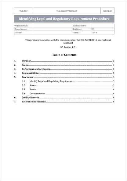 ISO 22301 Documentation Toolkit