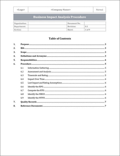 ISO 22301 Documentation Toolkit