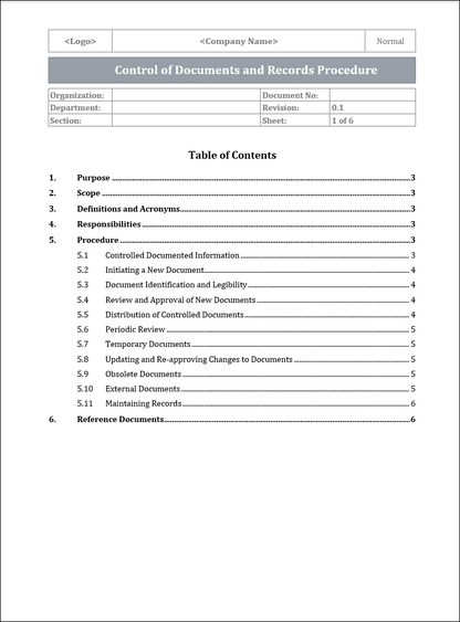ISO 22301 Documentation Toolkit
