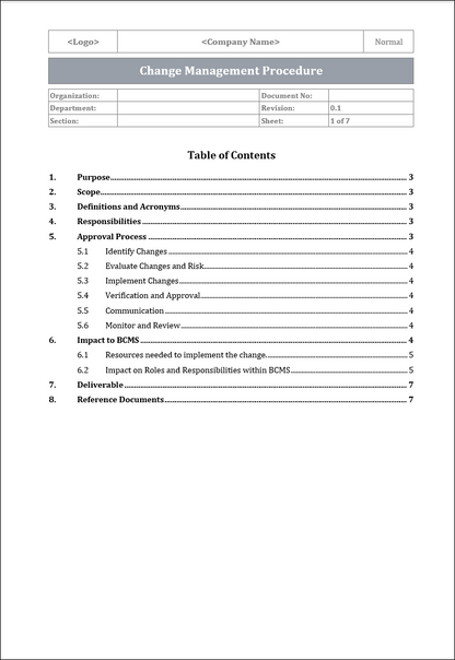 ISO 22301 Documentation Toolkit