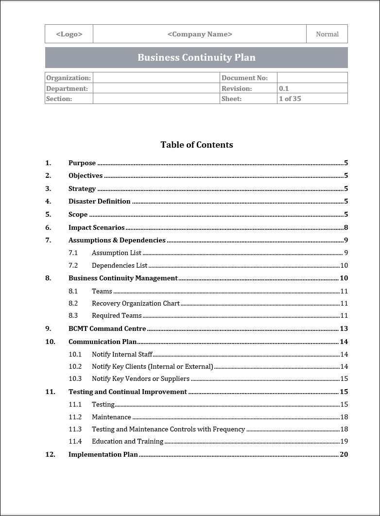 ISO 22301 Documentation Toolkit