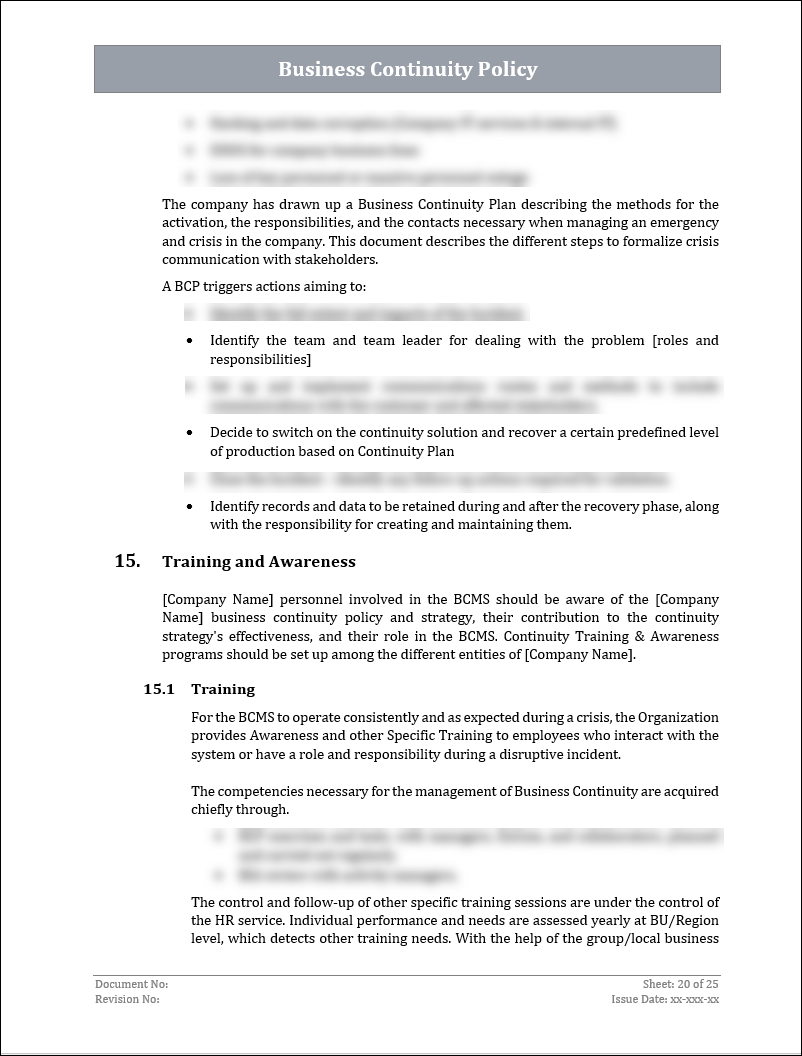 ISO 22301 Documentation Toolkit