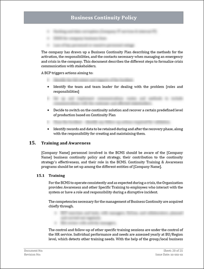 ISO 22301 Documentation Toolkit