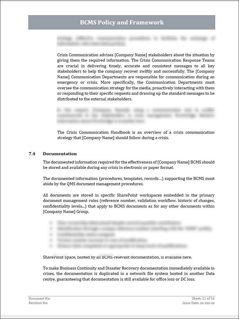ISO 22301 Documentation Toolkit
