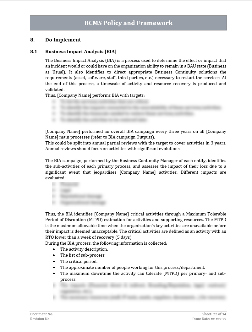 ISO 22301 Documentation Toolkit
