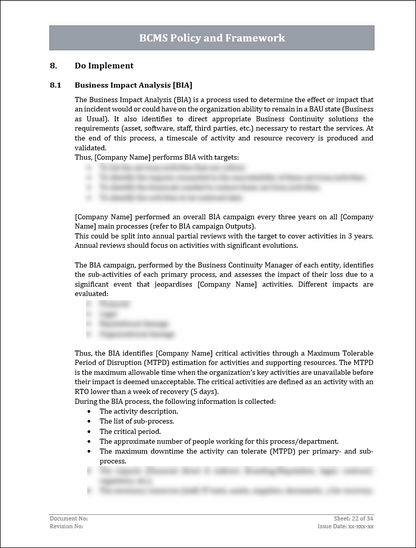 ISO 22301 Documentation Toolkit