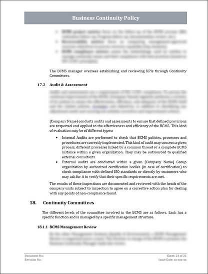 ISO 22301 Documentation Toolkit