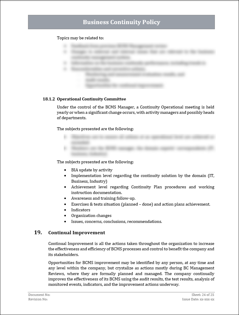 ISO 22301 Documentation Toolkit