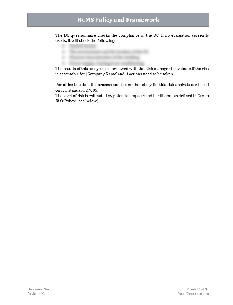 ISO 22301 Documentation Toolkit