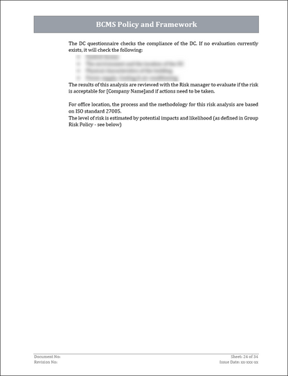 ISO 22301 Documentation Toolkit