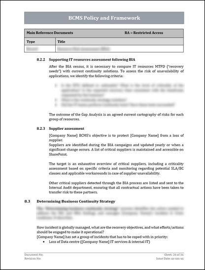 ISO 22301 Documentation Toolkit