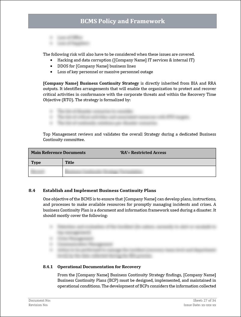 ISO 22301 Documentation Toolkit