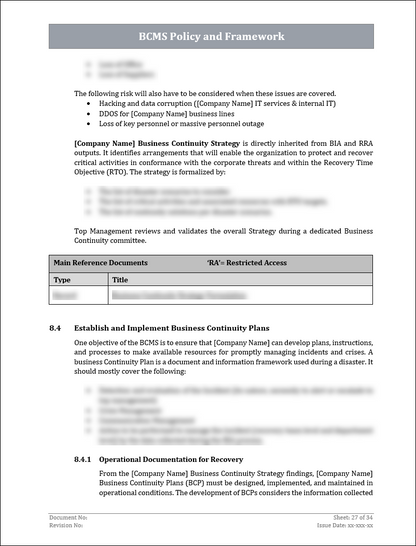 ISO 22301 Documentation Toolkit
