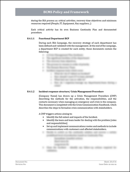 ISO 22301 Documentation Toolkit