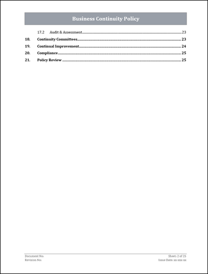 ISO 22301 Documentation Toolkit