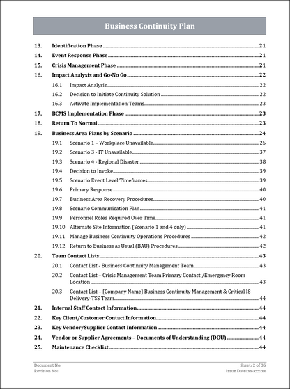 ISO 22301 Documentation Toolkit