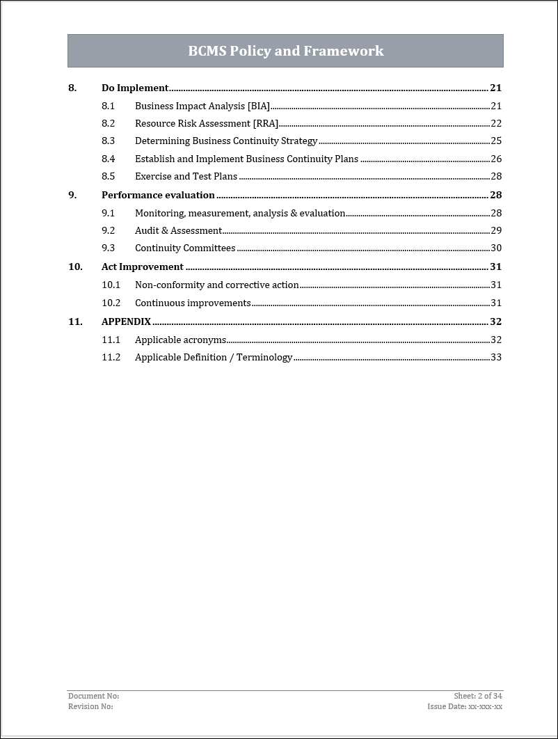 ISO 22301 Documentation Toolkit