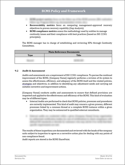 ISO 22301 Documentation Toolkit