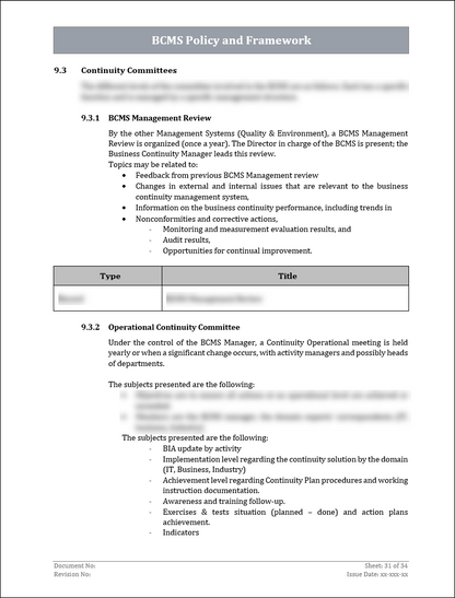 ISO 22301 Documentation Toolkit