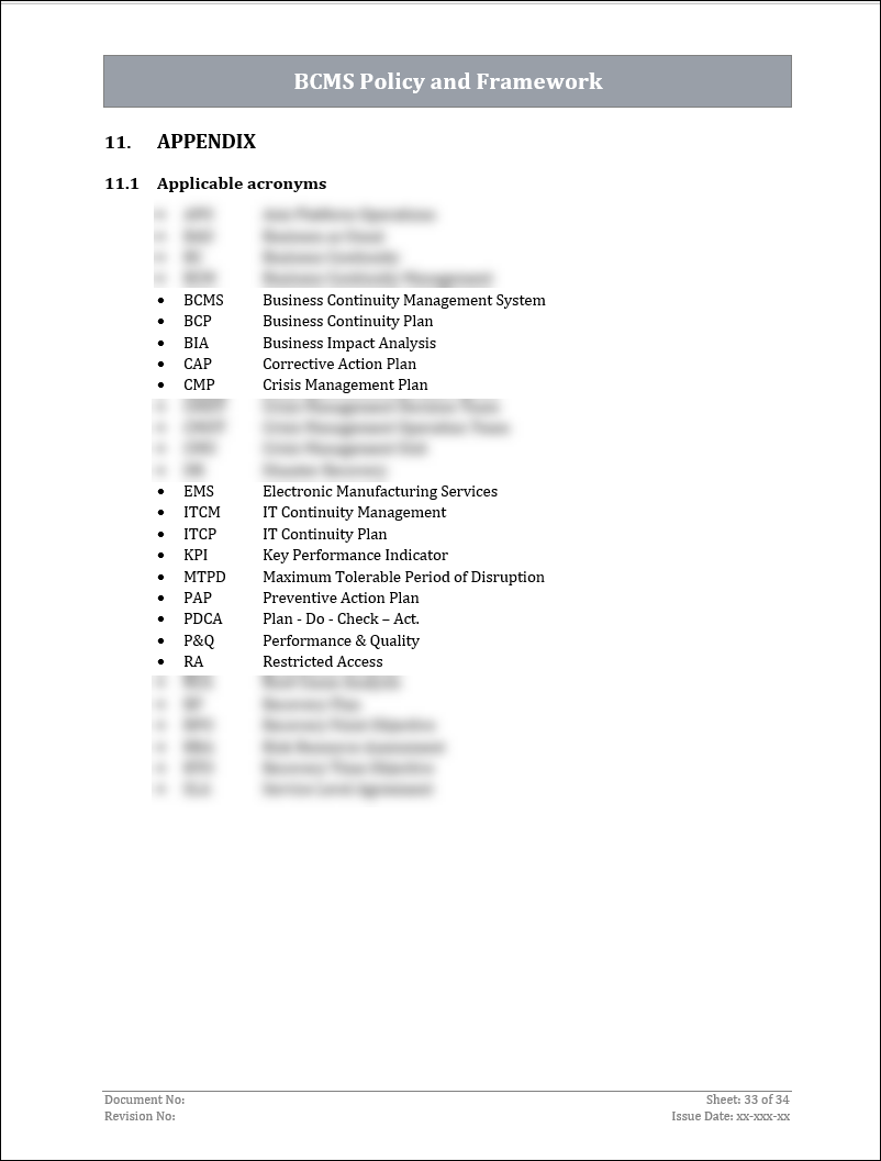 ISO 22301 Documentation Toolkit