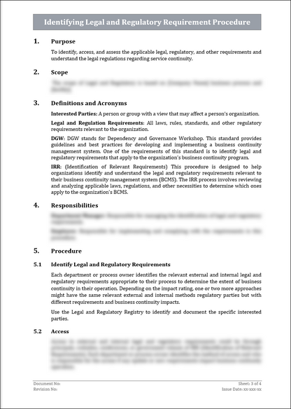 ISO 22301 Documentation Toolkit