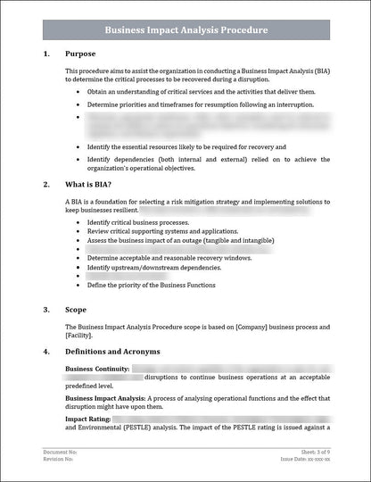ISO 22301 Documentation Toolkit