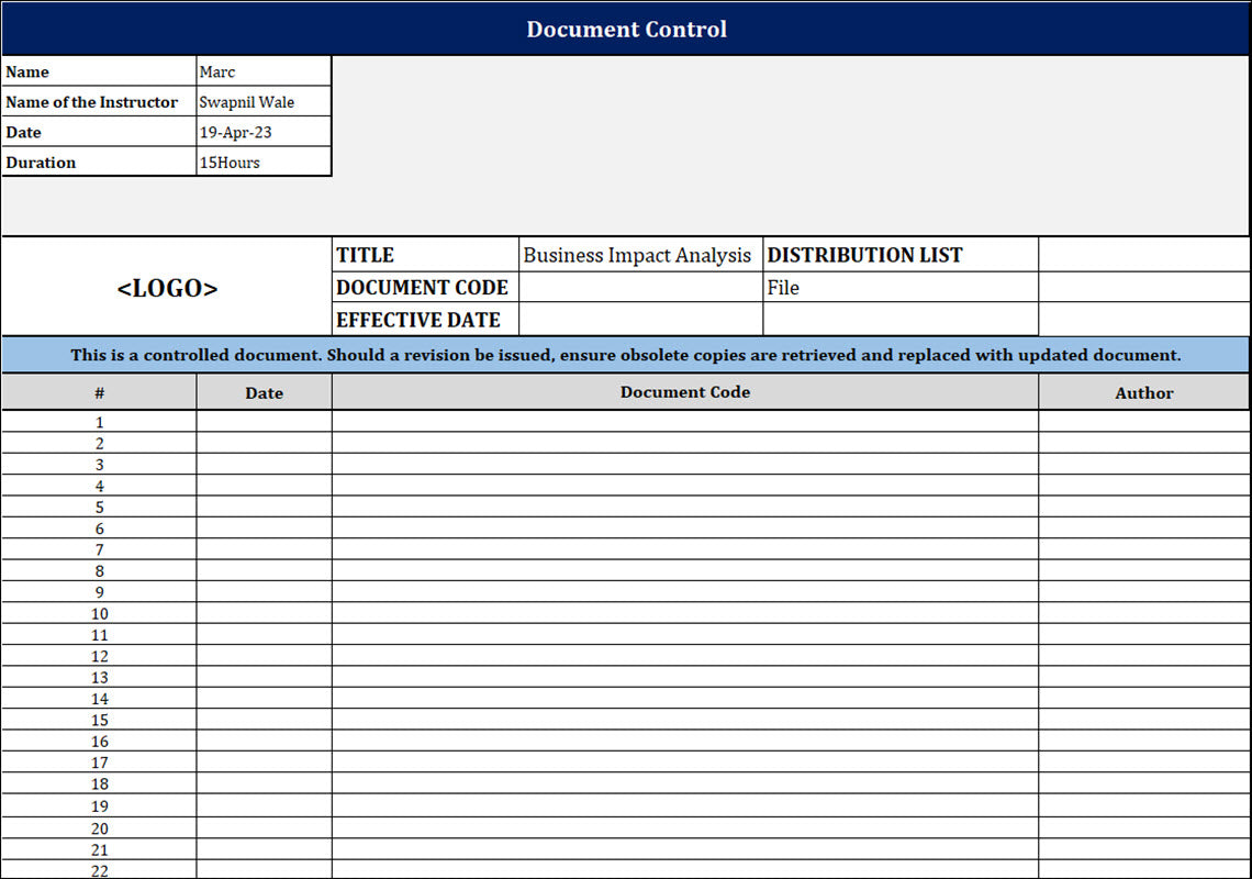 ISO 22301 Documentation Toolkit