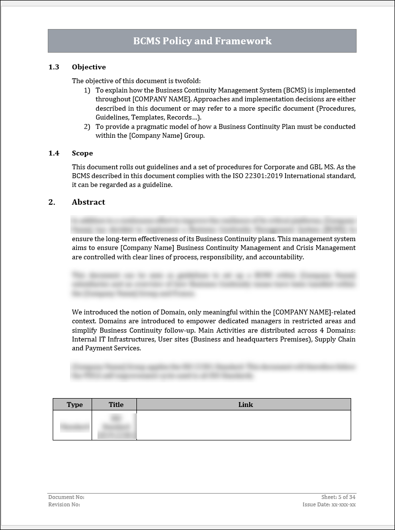 ISO 22301 Documentation Toolkit