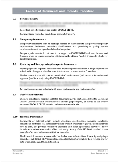 ISO 22301 Documentation Toolkit