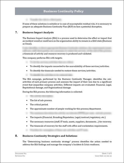 ISO 22301 Documentation Toolkit