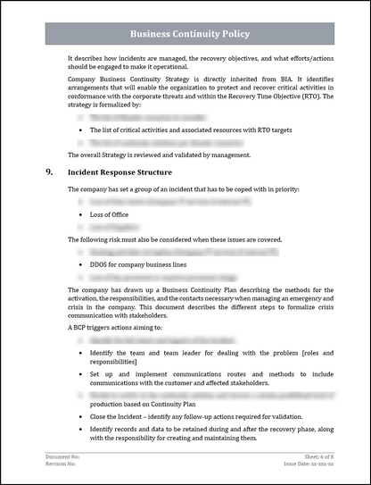 ISO 22301 Documentation Toolkit