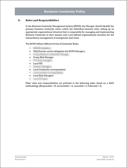 ISO 22301 Documentation Toolkit