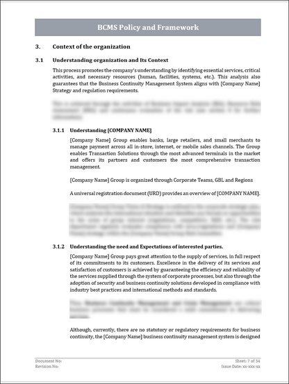 ISO 22301 Documentation Toolkit