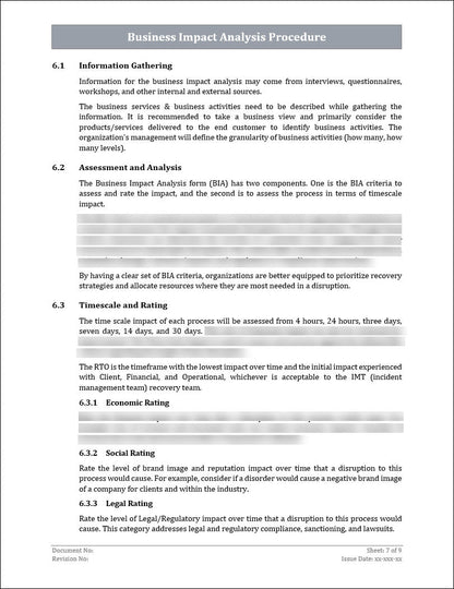 ISO 22301 Documentation Toolkit