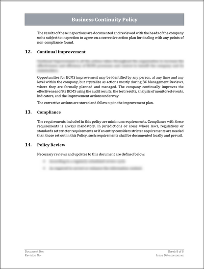 ISO 22301 Documentation Toolkit